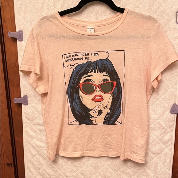 Re/Done Tops - Re/Done Pink Classic Pizza Tee